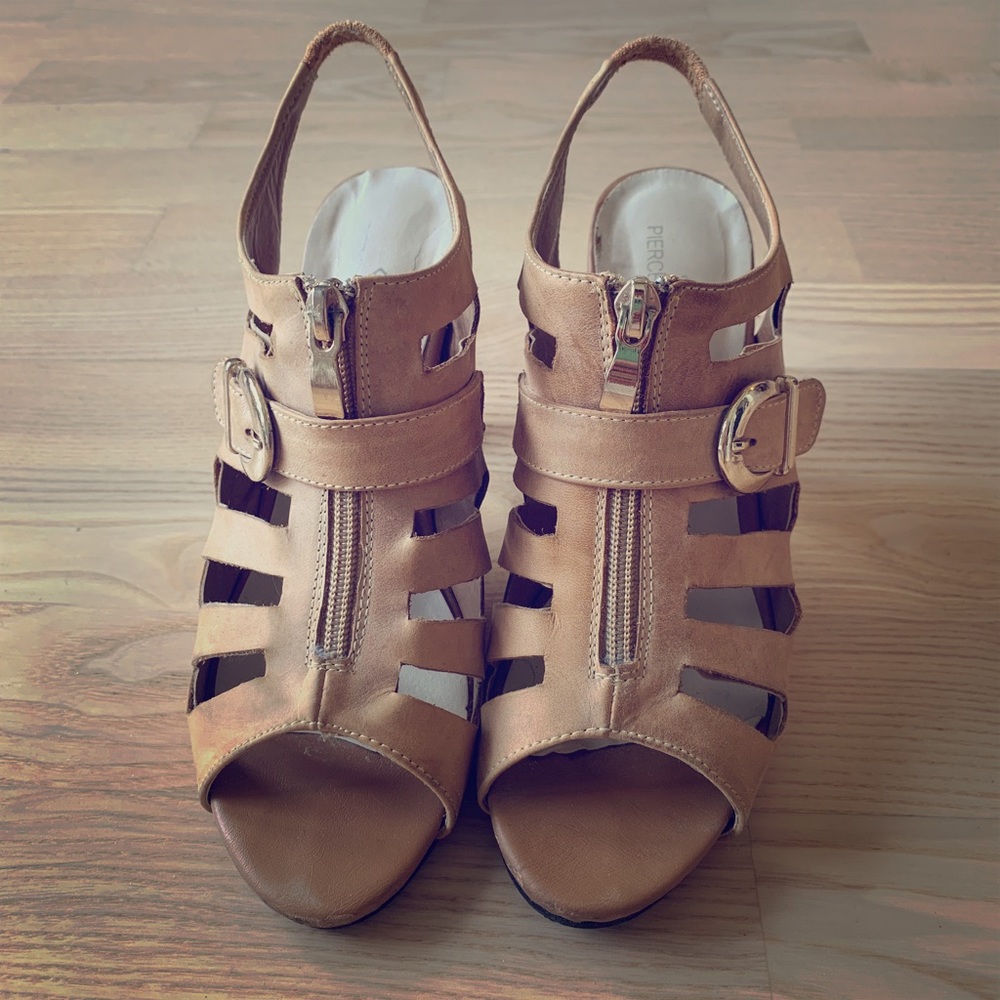 Soft leather tan heels